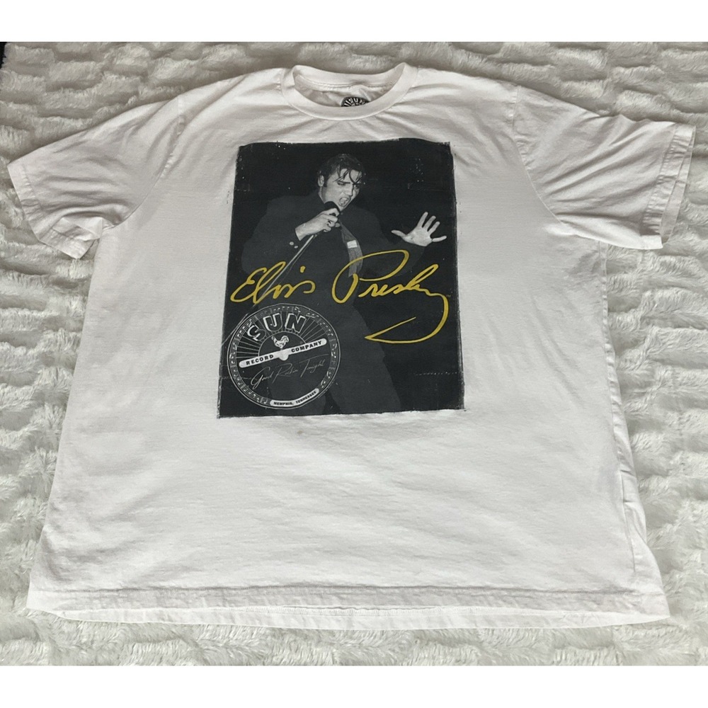 Elvis Presley Men's White XXL Sun Records Graphic T Shirt Rockabilly Memphis